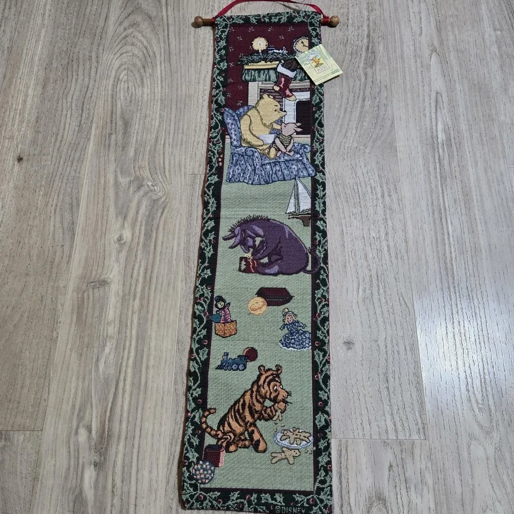 Vtg New Disney Classic Winnie The Pooh Wall Hanging Tapestry 33x8